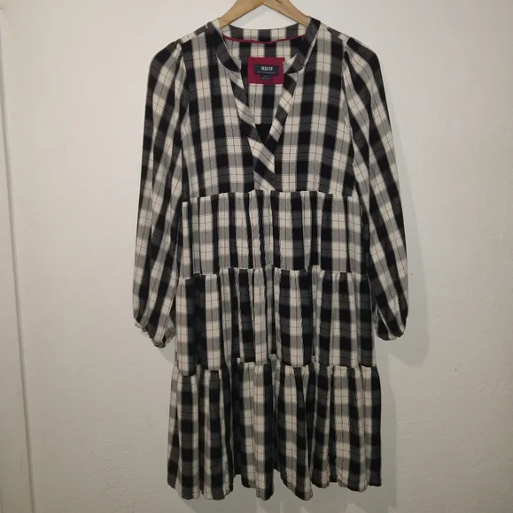ANTHRO' MAEVE Amber Plaid Tiered Tunic Dress - Picture 3 of 9